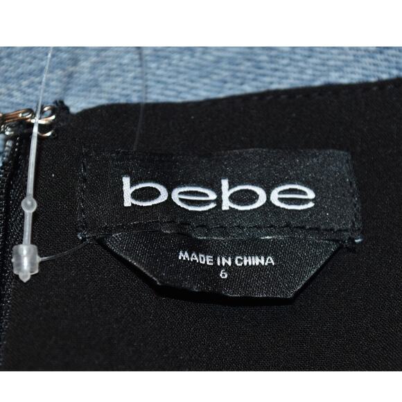 NEW Bebe Women's 6 High Waist Wide Leg Stripe Contrast Trim Pants Black NWT - Picture 5 of 8